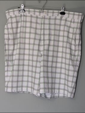 Antigua‎ Men's White Plaid Golf Shorts Geometric Preppy Athleisure Quiet Luxury